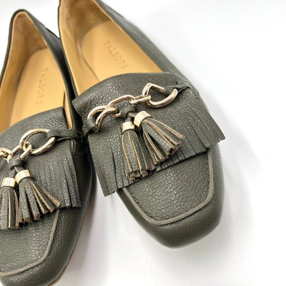 Talbots Womens Size 8 8M Gray‎ Grey Leather Fringed Tasseled Flats Loafers Shoes - Picture 5 of 12
